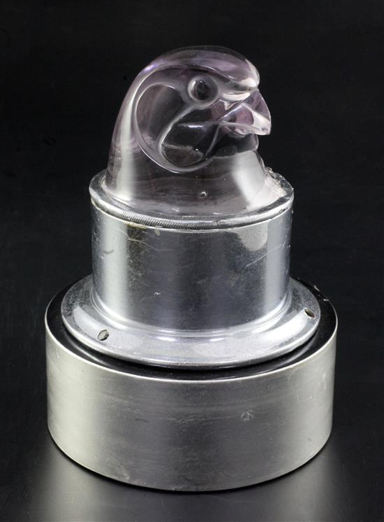 Tête dEpervier/Hawks Head. A glass mascot by René Lalique, introduced on 21/11/1928, No.1139 Height including mount 10cm. Overall 14.5